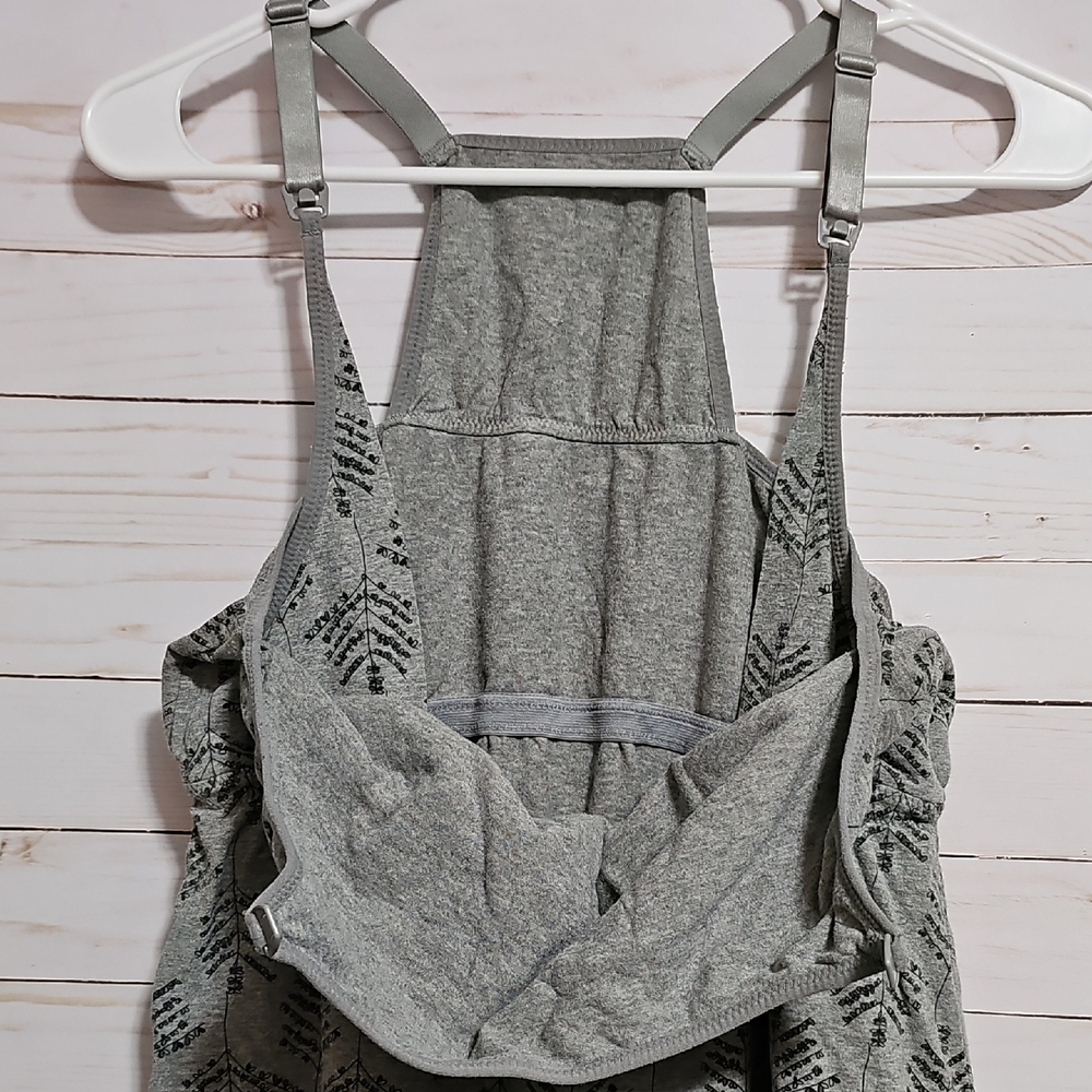 Gray Leaf Pattern Nursing Tank Top - Picture 6 of 8